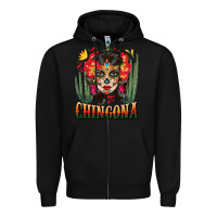 Black chingona sugar skull Zipper Hoodie - BundleAndBundleShop