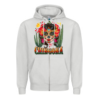 Dove Grey chingona sugar skull Zipper Hoodie - BundleAndBundleShop