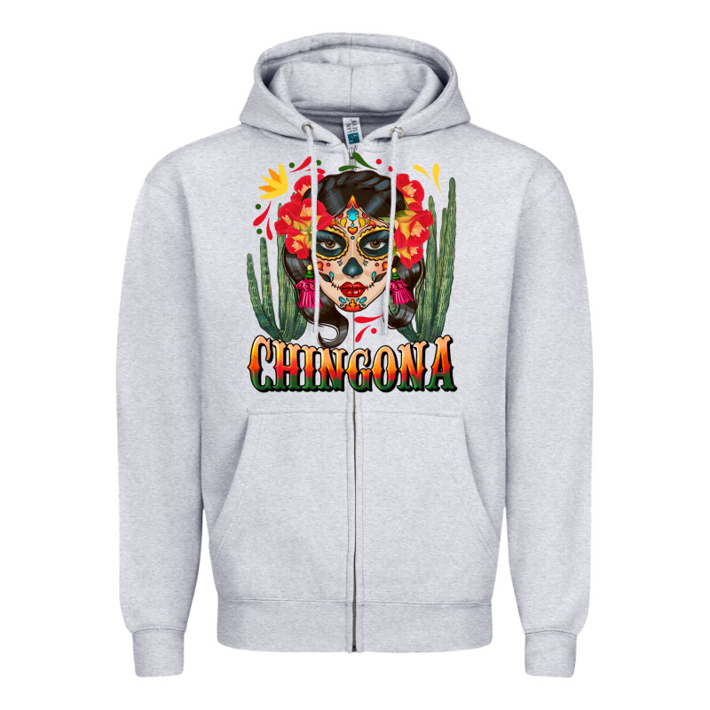 Chingona Sugar Skull Zipper Hoodie by BundleAndBundleShop | Teevron