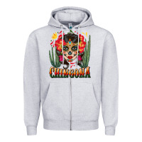 Heather Grey chingona sugar skull Zipper Hoodie - BundleAndBundleShop