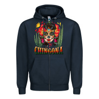 Navy chingona sugar skull Zipper Hoodie - BundleAndBundleShop