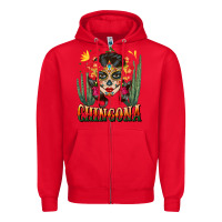 Red chingona sugar skull Zipper Hoodie - BundleAndBundleShop