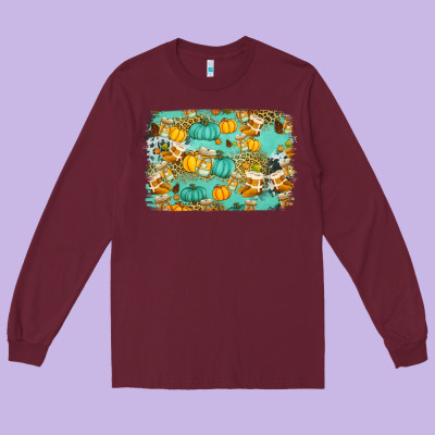 Western Fall Vibes Background Long Sleeve Tee Designed By Jasminsmagicworld