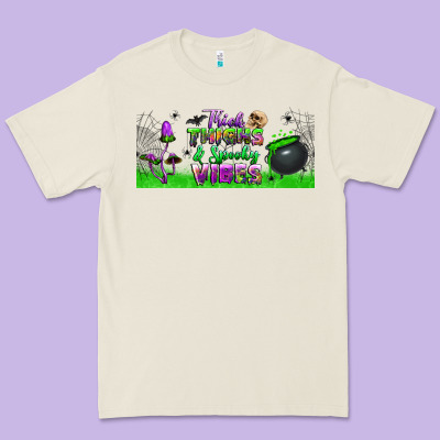 Thick Thighs And Spooky Vibes Libbey Glass Premium Tee Designed By Bundleandbundleshop