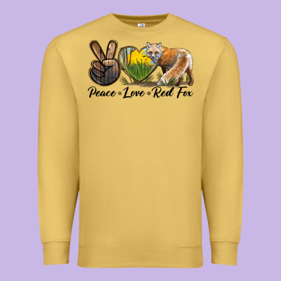 Peace Love Red Fox Premium Sweatshirt Designed By Lillyallendesigns