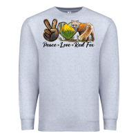 Heather Grey Peace Love Red Fox Premium Sweatshirt - LillyAllenDesigns