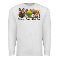 Oatmeal Heather Peace Love Red Fox Premium Sweatshirt - LillyAllenDesigns