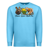 Ocean Blue Peace Love Red Fox Premium Sweatshirt - LillyAllenDesigns