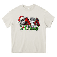 Cream Papa Claus with christmas lights and mistletoe Heavy Core Tee - NancyCooperArtShop