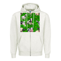 Oatmeal Heather holstein cows seamless pattern Zipper Hoodie - BundleAndBundleShop
