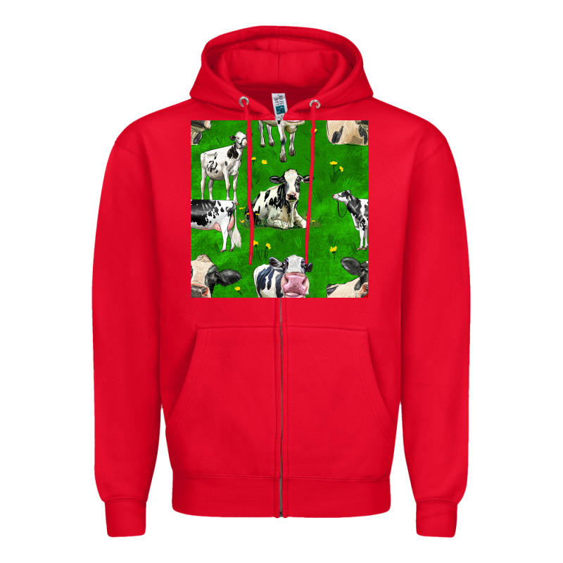 Holstein Cows Seamless Pattern Zipper Hoodie by BundleAndBundleShop | Teevron