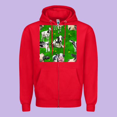 Holstein Cows Seamless Pattern Zipper Hoodie Designed By Bundleandbundleshop