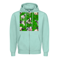 Seafoam holstein cows seamless pattern Zipper Hoodie - BundleAndBundleShop