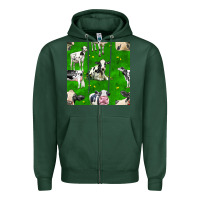 Sports Green holstein cows seamless pattern Zipper Hoodie - BundleAndBundleShop
