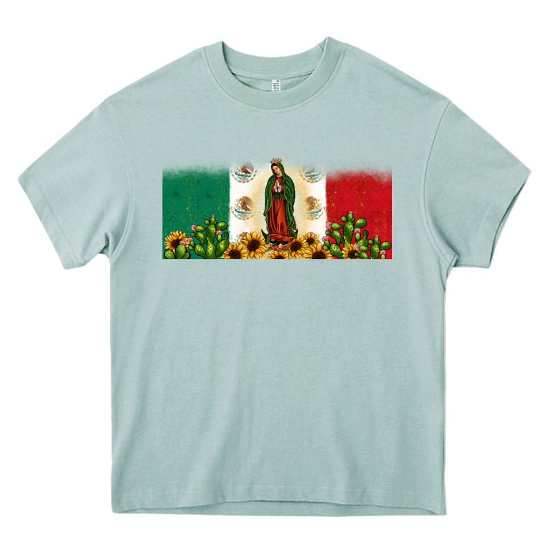 Lady Of Guadalupe Mexican Flag Heavy Core Tee by JahusDesignShop | Teevron
