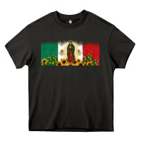 Asphalt lady of guadalupe mexican flag Heavy Core Tee - JahusDesignShop
