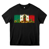 Black lady of guadalupe mexican flag Heavy Core Tee - JahusDesignShop