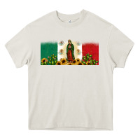 Cream lady of guadalupe mexican flag Heavy Core Tee - JahusDesignShop
