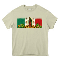 Mossy lady of guadalupe mexican flag Heavy Core Tee - JahusDesignShop