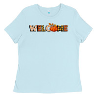 Baby Blue welcome pumpkin Ladies Tee - BundleAndBundleShop