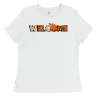 White welcome pumpkin Ladies Tee - BundleAndBundleShop