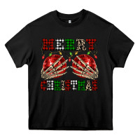 Black Merry Christmas skeleton hands boobs Heavy Core Tee - NancyCooperArtShop