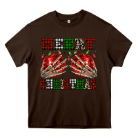 Chocolate Brown Merry Christmas skeleton hands boobs Heavy Core Tee - NancyCooperArtShop
