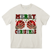 Cream Merry Christmas skeleton hands boobs Heavy Core Tee - NancyCooperArtShop
