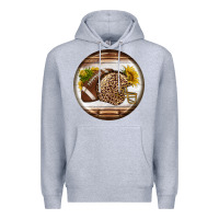 Heather Grey american football round earrings Premium Hoodie - BundleAndBundleShop