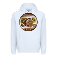 White american football round earrings Premium Hoodie - BundleAndBundleShop