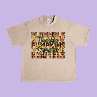 Flannels Hayrides Pumpkins Urban Heavy Tee Designed By Texasbilliewilder