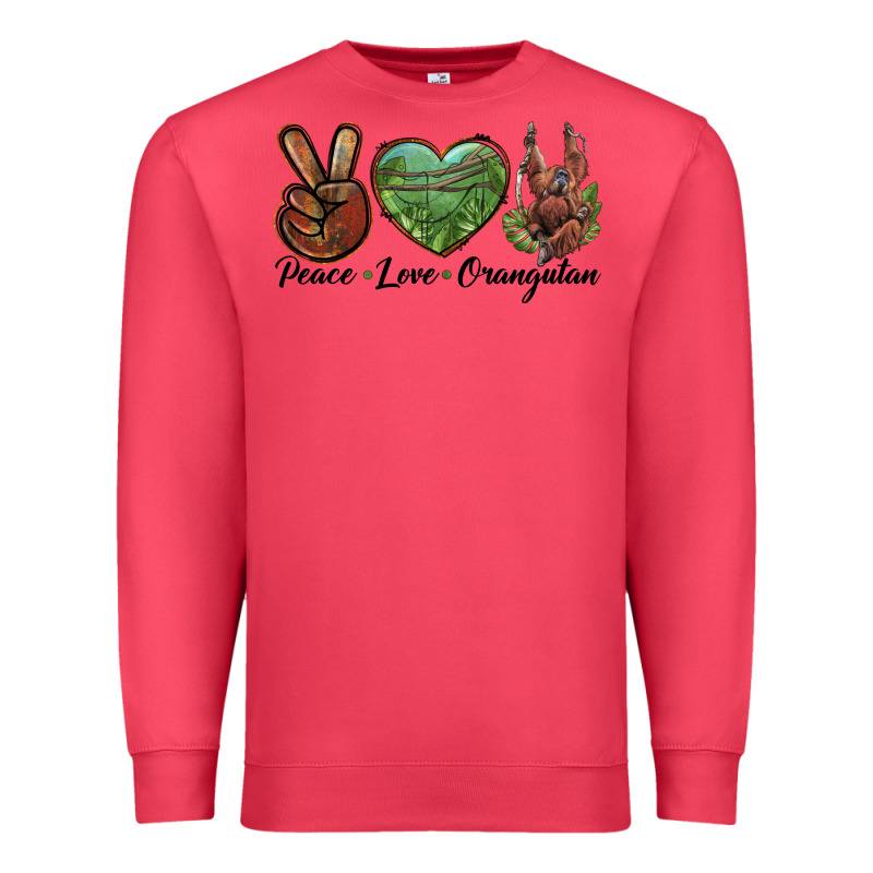 Peace Love Orangutan Premium Sweatshirt by LillyAllenDesigns | Teevron