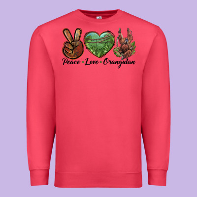 Peace Love Orangutan Premium Sweatshirt Designed By Lillyallendesigns