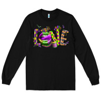 Black mardi gras love lips Long Sleeve Tee - CowGirlArtShop