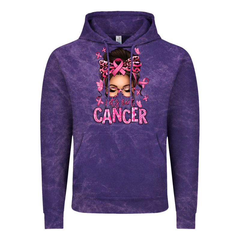 Lets Beat Cancer Afro Messy Bun Vintage Hoodie by texasbilliewilder | Teevron