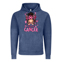 Vintage Denim lets beat cancer afro messy bun Vintage Hoodie - texasbilliewilder