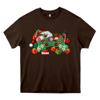 Chocolate Brown Christmas Game Controller Heavy Core Tee - MaliasSmallBusiness