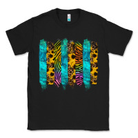 Black turquoise leopard sunflowers colorful Classic Tee - RanaPortraitStore