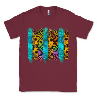 Burgundy turquoise leopard sunflowers colorful Classic Tee - RanaPortraitStore