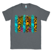 Charcoal Heather turquoise leopard sunflowers colorful Classic Tee - RanaPortraitStore