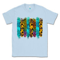 Dusty Blue turquoise leopard sunflowers colorful Classic Tee - RanaPortraitStore