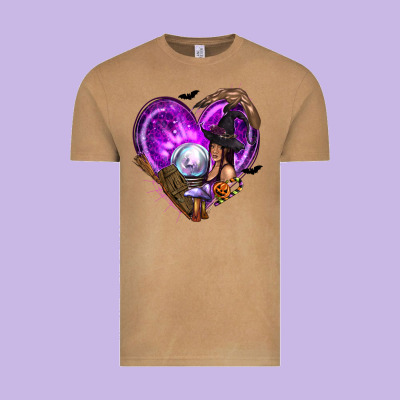 Halloween Heart With Witch Vintage Tee Designed By Texasbilliewilder