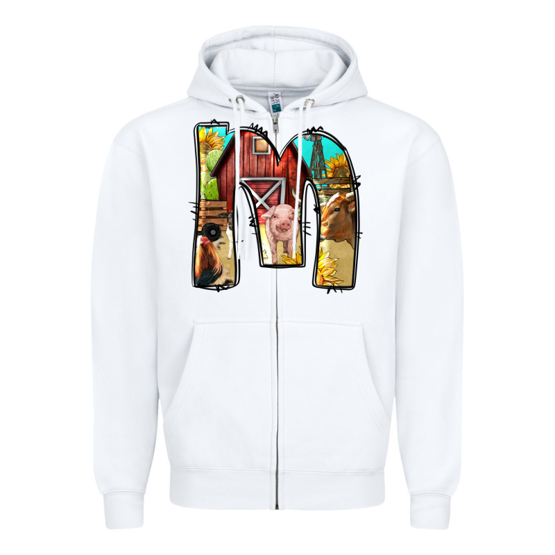 Farm Life Alphabet Lowercase Letters M Zipper Hoodie by BundleAndBundleShop | Teevron