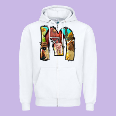 Farm Life Alphabet Lowercase Letters M Zipper Hoodie Designed By Bundleandbundleshop