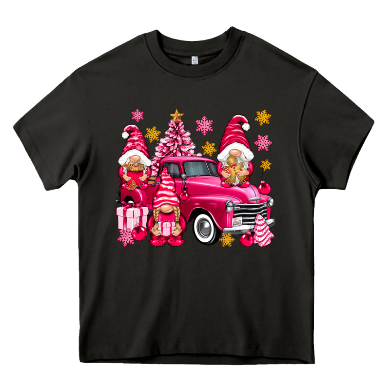 Pink Christmas Gnomes Truck Heavy Core Tee by NancyCooperArtShop | Teevron