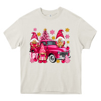 Cream Pink christmas gnomes truck Heavy Core Tee - NancyCooperArtShop