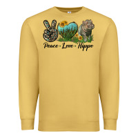 Antique Gold Peace Love Hippo Premium Sweatshirt - LillyAllenDesigns