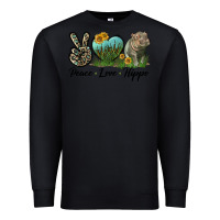 Black Peace Love Hippo Premium Sweatshirt - LillyAllenDesigns