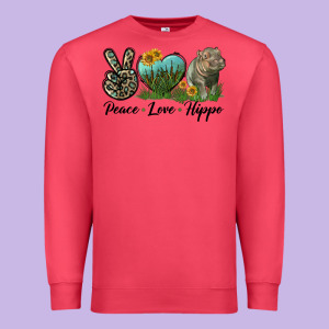 Peace Love Hippo Premium Sweatshirt Designed By Lillyallendesigns