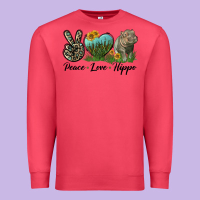 Peace Love Hippo Premium Sweatshirt Designed By Lillyallendesigns
